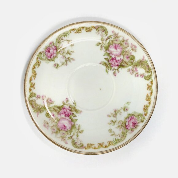 Antique Haviland Limoges Schleiger 488 Pink Roses Porcelain Tea Cup And Saucer - Picture 2 of 6